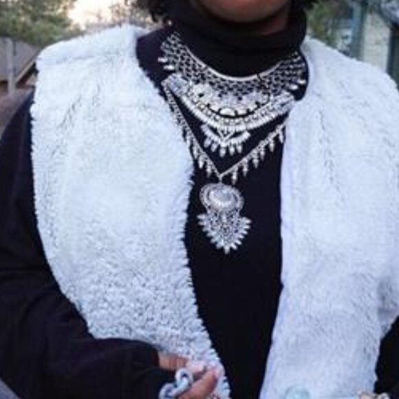 Chunky Boho Coin Statement Necklace with Long Tassel for  in Silver - Picture 2 of 7